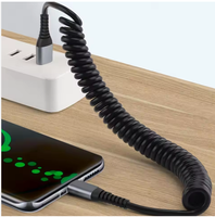 Kabel Teleskopik Anti-Kusut 2m Tipe-C Pengisian Cepat 6A Multi-Protokol 100W untuk Ponsel Android dengan Selubung TPU
