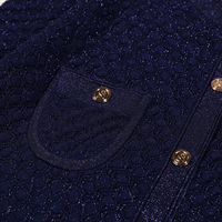 Robe pour femme de haute qualité, nouvelle collection automne, tricotée, col rond, boutons brillants, coupe ajustée, manches trois-quarts