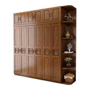 Comparison Solid Wood Wardrobe LH-8665K Large Bedroom <b>Storage</b> Cabinet For Home And Rental Use - Product Image 3