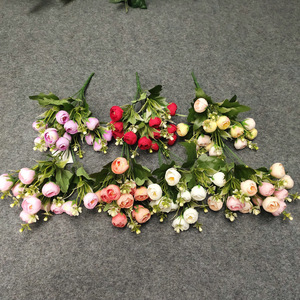 YOPIN-1503 Roses artificielles en soie, <span class=keywords><strong>mini</strong></span>-bouquets de fleurs de roses blanches, 33 cm, pour mariage, Halloween, Pâques, Nouvel An chinois - Product Image 1