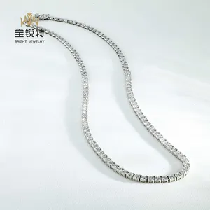18k White Gold Diamond Necklace Cuban Link Jewelry Lab Diamond Tennis Necklace Custom Pendant