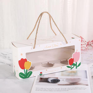 カスタムカップケーキ包装箱<span class=keywords><strong>3</strong></span>穴透明カップケーキブーケボックスと包装 - Product Image 1