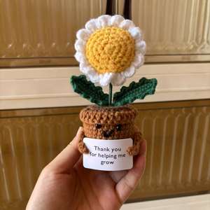 Mini bouquet de plantes <span class=keywords><strong>en</strong></span> <span class=keywords><strong>pot</strong></span> tricoté au crochet pour la décoration intérieure la plus populaire pour les cadeaux de Tkansgiving - Product Image 6