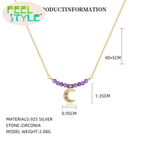 Collier Pendentif en Cristal Naturel Turquoise et Zircon, Plaqué Or 18K, Argent Sterling, Bijou pour Femme, Cadeau