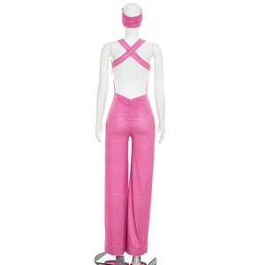 Viviblook D26JP243 Mono de yoga para mujer, nuevo, sexy, sin mangas, de color liso, sin espalda, informal, de una pieza, con diadema - Product Image 4