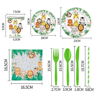 Assiettes en papier jetables pour fête d'anniversaire pour enfants sur le thème des <span class=keywords><strong>animaux</strong></span> <span class=keywords><strong>de</strong></span> <span class=keywords><strong>la</strong></span> forêt <span class=keywords><strong>de</strong></span> dessin animé - Product Image 6