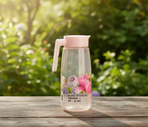 Jarra de Plástico con Diseño Floral AD-219A para Agua y Bebidas, Recipiente Decorativo Ligero para Fiestas con Tapa - Product Image 2