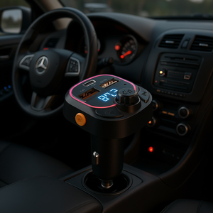 Transmetteur FM IntelliCast avec chargeur de voiture et ports USB pour kit voiture Bluetooth - Product Image 2