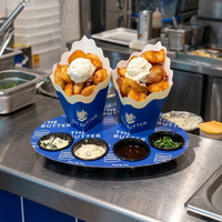 Emballage conique et plateau avec coupelles à sauce pour frites à emporter, boîte à dessert avec séparateurs et insert à sauce