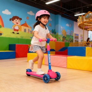 Trottinette enfant à hauteur réglable, 3 roues, rose et bleue, pour enfants de 5 à 7 ans, jouet d'extérieur - Product Image 2