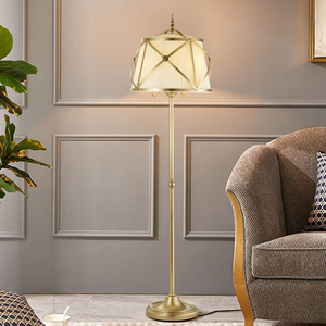 American-Style Villa Living Room All-Copper Floor Lamp European-Style Grand Hall Dining and Bedroom <b>Table</b> Retro <b>Bedside</b> - Product Image 3