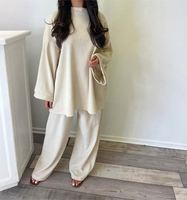 Ensemble Abaya 2 Pièces pour Femme Musulmane : Haut et Pantalon – Tenue Islamique Modeste pour Femme – Tunique Abaya Hiver Grande Taille avec Pantalon Assorti