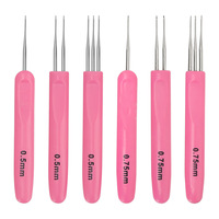 Uncinetti in metallo con manico in plastica rosa, stile grazioso, per lavori fai da te di maglieria e uncinetto, a testa singola/doppia/tripla, per extension di capelli