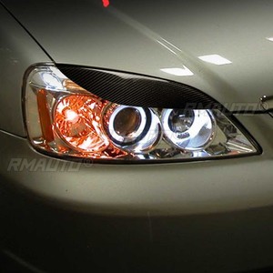 1 par de cubiertas embellecedoras de fibra de carbono auténtica para faros delanteros de coche, tipo ceja/párpado, para Honda Civic 2001 2002 2003, calcomanías para faros de coche - Product Image 6
