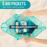 Bolsa de Playa JSBAG Primavera 2025, Directo de Fábrica, Logotipo Personalizado, Malla de Nailon, Impermeable, Resistente a la Arena, Múltiples Bolsillos, Cierre de Cremallera, Portátil