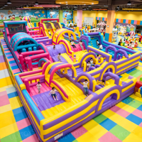 Parcours d'obstacles gonflable géant commercial, terrain de jeu gonflable interactif pour enfants, labyrinthe de défi pour parc d'attractions intérieur