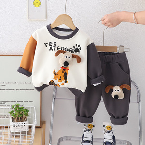 Nieuwe Stijl Trendy Jongens Kleding Set Lente-Herfst Ronde Hals Hoodie Modieuze Kindersport Outfit - Product Image 3