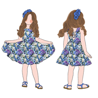 Personnalisé été Cool confortable filles Vintage impression genou longueur dos cravate tourbillon robe pour enfants bambin enfants adolescente