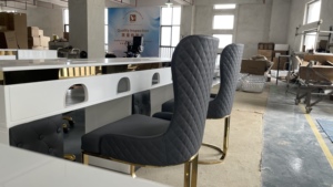 Table de bureau à ongles blanche marbre sur le dessus professionnelle pour salon de manucure manucure Table et chaise de luxe moderne pour ongles - Product Image 2