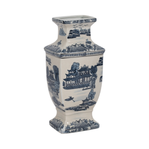 Vaso in ceramica blu e bianco, vaso decorativo in porcellana per soggiorno, decorazione per la casa, accessorio moderno da tavolo - Product Image 3