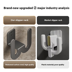 Giá để dép nhà tắm đa năng, thiết kế hiện đại bằng kim loại, gắn tường một tầng, có móc thoát nước, không cần khoan, để giày dép - Product Image 2