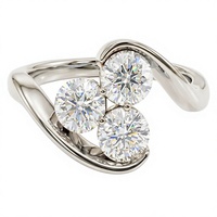 Bague pour femme en or plaqué 18K 14K avec trois pierres rondes taille brillant en diamant de laboratoire – Bijou romantique pour fiançailles et anniversaire