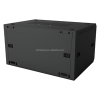 Kabinet Jaringan Dinding 6U 19 Inci, Rak Server Baja dengan Pintu Terkunci & Ventilasi, untuk Router/Switch/CCTV