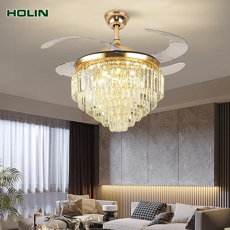 Nordic home decoration hotel office PVC fan leaf chandelier Led gold ventilatore da soffitto produttori vendite dirette