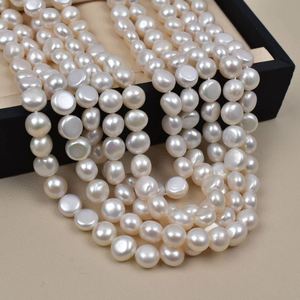 Perles en vrac de culture d'eau douce naturelles, forme bouton, 6-9 mm, haute brillance, légèrement imparfaites, pour la fabrication de bijoux - Product Image 1