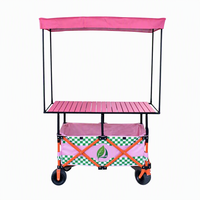 Chariot de camping pliable à quatre roues avec table réglable en hauteur et toit pare-soleil pour le shopping et le stockage, OEM disponible