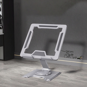 <span class=keywords><strong>Support</strong></span> de bureau en aluminium entièrement métallique, rotatif à 360 degrés, avec refroidissement intégré et réglable, pour ordinateur et tablette, idéal pour la visualisation mains libres - Product Image 1
