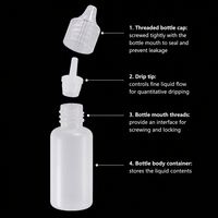 Botol Tekan LDPE Lunak Mini 16ml Label Pribadi Kustom Dengan Nozel Runcing untuk Lem dan Cairan Kosmetik