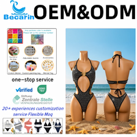 Maillot de bain monokini une pièce personnalisé avec strass et découpes, col halter à nouer, accessoires métalliques, fabrication OEM ODM
