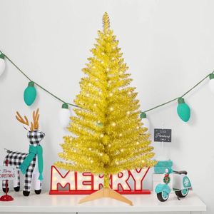 1.2m Gold <b>Pine</b> Artificial Christmas Tree Shiny PET Customized Holiday Decor for Home Parties & Retail - Product Image 1