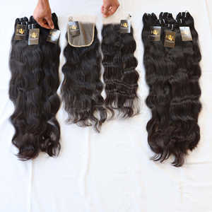 Vendedores de cabello virgen peruano, extensiones de cabello humano liso ondulado profundo, brasileño, con cierre Frontal de encaje fino, venta al por mayor - Product Image 1