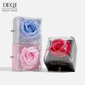 Deqi vuông Vĩnh cửu Hoa hộp đồ trang sức với ngăn kéo đóng cửa cho nhẫn bông tai đinh tán Mặt dây chuyền & dây chuyền-Giáng sinh Hộp quà tặng - Product Image 2