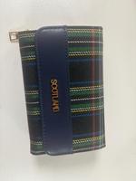 Dompet Anti Maling Unisex Mewah Sctoland Motif Kotak-kotak Berkualitas Tinggi Desainer Vintage dengan Ritsleting, Pemblokir RFID, Kanvas Tartan Panjang Warna Cappuccino
