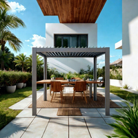 Gazebo de jardin extérieur à toit rigide avec finition en aluminium couleur anthracite et toit pyramidale pour villas et jardins – Design épuré