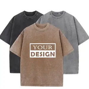 Washed 100% Cotton Black T-shirt Customized Heavyweight T-shirt Casual Vintage High Quality T-shirts