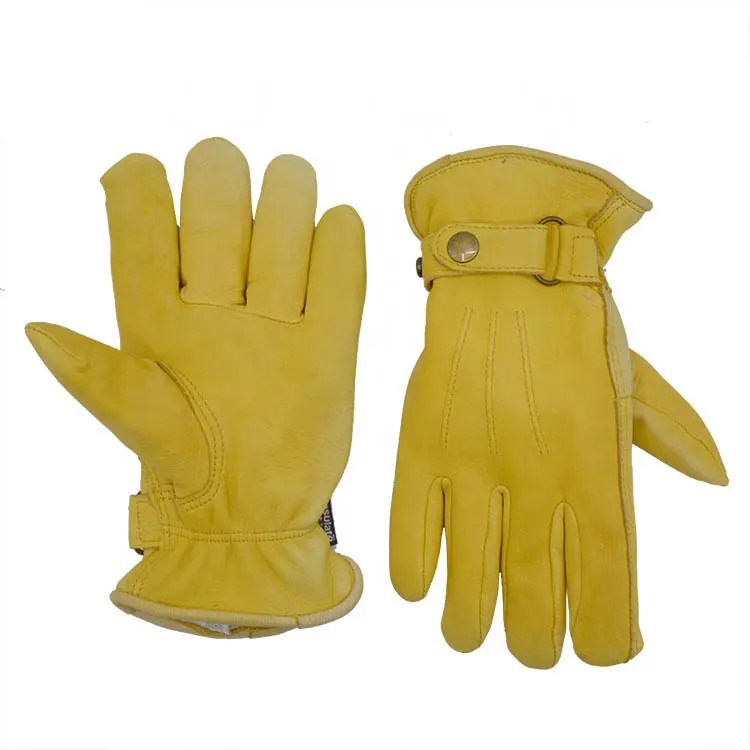 Driver Gloves Men HANDLANDY Winter Deerskin Alibaba Insulated Heavy Duty Lined Driver Sheepskin Driving Yellow Split Men Cheap Leather Gloves
