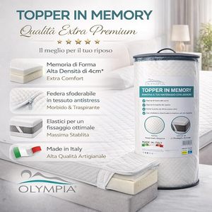 Olympia Memory Foam Topper 190x80x5cm Removable Washable Cover Non Slip Elastics <b>Single</b> Mattress Pad - Product Image 5