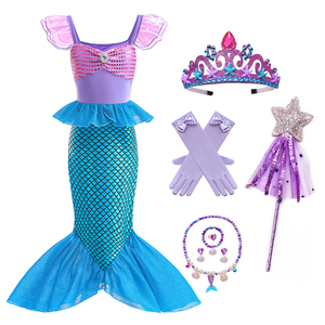 Costume da Principessa Sirenetta Rosa per Bambine, per Feste di Compleanno e Halloween, con Accessori, 3-10 Anni - Product Image 1