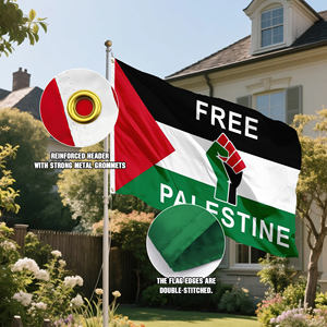 Drapeau de la Palestine Libre 3x5 pieds avec symbole du poing, bannière de protestation résistante à la décoloration en polyester pour les rassemblements pour la liberté et les manifestations pour la paix - Product Image 4