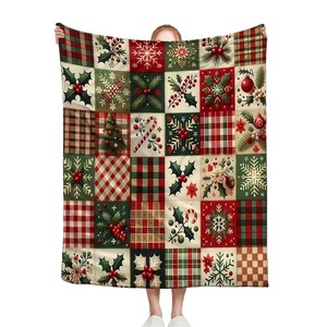 Plaid rectangulaire à motif de Noël en polyester et coton, anti-boulochage, imprimé, style classique, pour usage domestique en hiver - Product Image 4