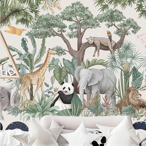 Adesivo Murale con Animali della Giungla Africana per Cameretta Bambini Stampa UV PVC Decorazione Casa - Product Image 2