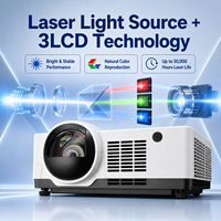 OEM ODM 6500 Lümen Kısa Mesafe Lazer Projektör 3LCD WXGA Geometri Düzeltme ve LAN Kontrolü ile