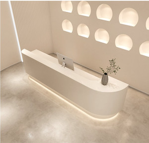 Modern Curved <b>Reception</b> Desk Countertop Welcome <b>Counter</b> for Studio Showroom Beauty Salon - Product Image 1