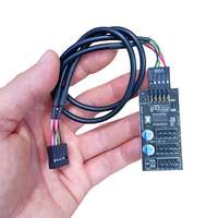 Konektor Hub USB 2.0 9 Pin, Pembagi USB 1 ke 3 USB2.0 9Pin Header Board + Kabel 30cm untuk Uji Kecepatan Kipas LED RGB Pendingin Air
