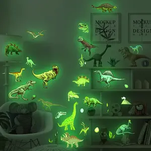 Groothandel Custom Muur Stickers Pvc Cartoon Glow In The Dark Lichtgevende Kids Dinosaurus Muur Decoratieve Stickers Voor Slaapkamer