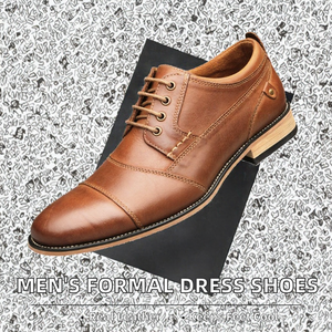 Chaussures habillées italiennes à lacets pour hommes, respirantes, à semelle épaisse, pour mariages et occasions formelles, printemps, été, automne - Product Image 1